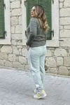 RENKTE GENİŞ KALIP ŞERİTLİ MİNT EŞOFMAN ALTI
