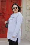RENKTE BASKI VE YIRTMAÇ DETAYLI GRİ SWEAT