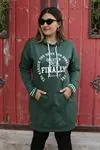 RENKTE BASKI DETAYLI CEPLİ HAKİ SWEAT