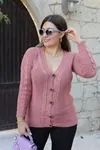 RENKTE ÖRGÜ DESENLİ DÜĞMELİ PUDRA HIRKA