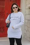 RENKTE BASKI VE YIRTMAÇ DETAYLI GRİ SWEAT