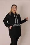 RENKTE CEPLİ YAZI DETAYLI SİYAH SWEAT