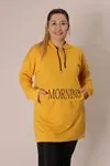 RENKTE CEPLİ YAZI DETAYLI SARI SWEAT