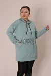 RENKTE CEPLİ YAZI DETAYLI YEŞİL SWEAT
