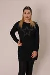 RENKTE YILDIZ TAŞ İŞLEMELİ SİYAH TUNİK&BLUZ