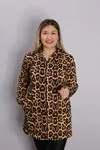 RENKTE FERMUARLI DESENLİ UZUN CEKET