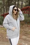 RENKTE ŞARDONLU FERMUARLI AÇIK GRİ SWEAT&CEKET