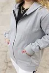 RENKTE ŞARDONLU FERMUARLI AÇIK GRİ SWEAT&CEKET