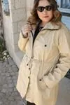 RENKTE BATTAL İÇİ KÜRKLÜ KREM MONT