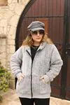 RENKTE BATTAL MANŞETLİ PELUŞ GRİ MONT/CEKET