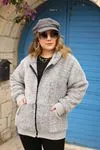 RENKTE BATTAL MANŞETLİ PELUŞ GRİ MONT/CEKET