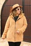 RENKTE BATTAL FERMUARLI PELUŞ KAHVE MONT/CEKET