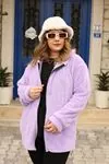 RENKTE BATTAL FERMUARLI PELUŞ LİLA MONT/CEKET