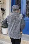 RENKTE BATTAL PELUŞ GRİ YELEK