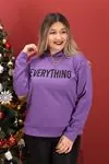 RENKTE BASKILI OVERSİZE KESİM MOR SWEAT