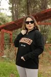 RENKTE ÜÇ İPLİK BASKILI BÜYÜK BEDEN SİYAH SWEAT