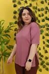 RENKTE BASİC DİRSEK KOL GÜL KURUSU TSHİRT