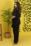 RENKTE VİSKON ŞAL PAÇA SİYAH PANTOLON