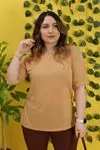RENKTE BASİC DİRSEK KOL AÇIK KAHVE TSHİRT