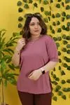 RENKTE BASİC DİRSEK KOL GÜL KURUSU TSHİRT