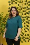 RENKTE DUBLE KOL BASİC KOYU YEŞİL TSHİRT
