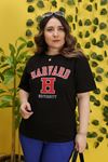 RENKTE OVERSİZE H YAZILI SİYAH TSHİRT