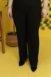 RENKTE BORU PAÇA GENİŞ KESİM FİTİLLİ SİYAH PANTOLON