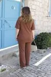 RENKTE GENİŞ KESİM KAŞKORSE KOYU KAHVERENGİ TAKIM