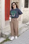 RENKTE GENİŞ KALIP BOL PAÇA GOFRE SÜTLÜ KAHVE PANTOLON