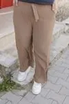 RENKTE GENİŞ KALIP BOL PAÇA GOFRE SÜTLÜ KAHVE PANTOLON