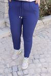 RENKTE BELİ LASTİKLİ LACİVERT PANTOLON