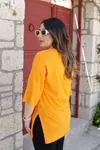 RENKTE GENİŞ KESİM OFF YAZILI TURUNCU TSHİRT