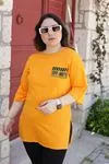 RENKTE GENİŞ KESİM OFF YAZILI TURUNCU TSHİRT