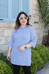 RENKTE GENİŞ KESİM ÇİZGİLİ BASİC TSHİRT