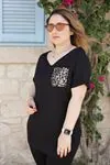 RENKTE ÖZEL SERİ LEOPAR CEPLİ SİYAH BLUZ