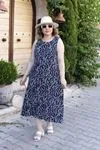 RENKTE KALIN ASKILI DESENLİ ELBİSE