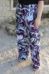 RENKTE BATTAL KAŞKORSE DESENLİ BOL PAÇA PANTOLON