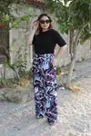 RENKTE BATTAL KAŞKORSE DESENLİ BOL PAÇA PANTOLON