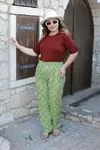 RENKTE DAR PAÇA DESENLİ DOKUMA PANTOLON