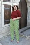 RENKTE DAR PAÇA DESENLİ DOKUMA PANTOLON