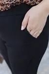 RENKTE DUBLE PAÇA SİYAH KETEN PANTOLON