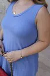 RENKTE GENİŞ KESİM MAVİ BÜRÜMCÜK ELBİSE