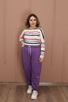 RENKTE BATTAL JOGGER KESİM MOR EŞOFMAN ALTI