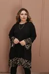 RENKTE BATTAL GENİŞ KESİM SİYAH DESENLİ TUNİK