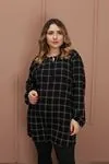 RENKTE GENİŞ KESİM YAKA PÜSKÜLLÜ DESENLİ TUNİK&BLUZ