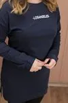 RENKTE ÖN YAZILI LACİVERT TUNİK&BLUZ