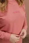 RENKTE NAKIŞ YAZILI PUDRA PEMBE SWEAT