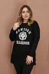RENKTE BASKILI YAZILI SİYAH SWEAT