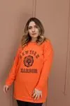 RENKTE BASKILI YAZILI TURUNCU SWEAT