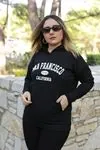 RENKTE OVERSİZE BASKILI SİYAH SWEAT